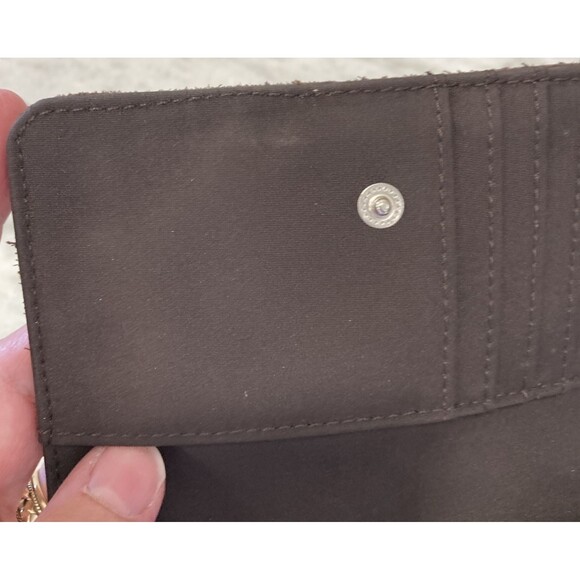 American Eagle Vtg Y2k Suede Wallet Dark Brown Lace Up Small Bifold Boho Hippie - Picture 12 of 16